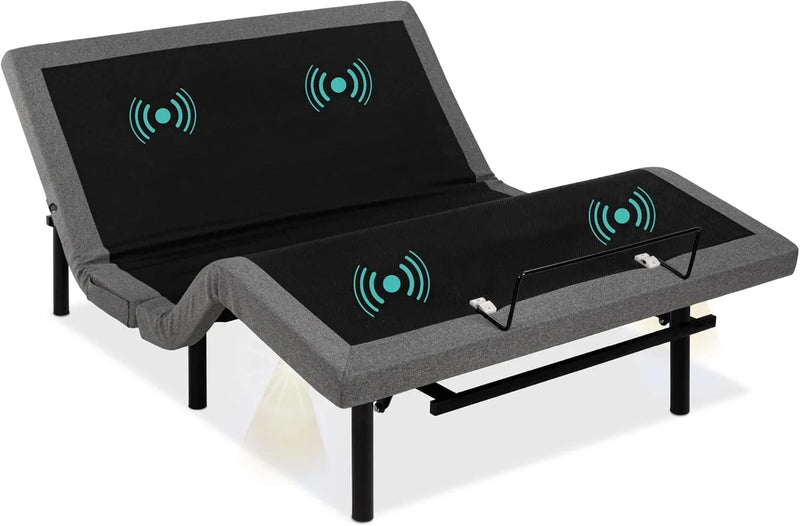 Ergonomic Twin XL Size Adjustable Bed Frame, Electric Base w/Wireless Remote Control, Nightlight, Massager, 2 USB Ports J2