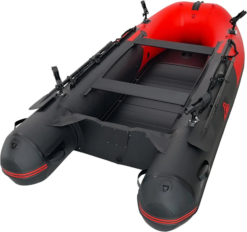 Inflatable Boat | Yacht Dinghy Tender Raft | Multi Person Fishing Boat | Aluminum Floor Oars | Fishing Rod Holders | Heavy-Duty PVC | 2024 Model | D9