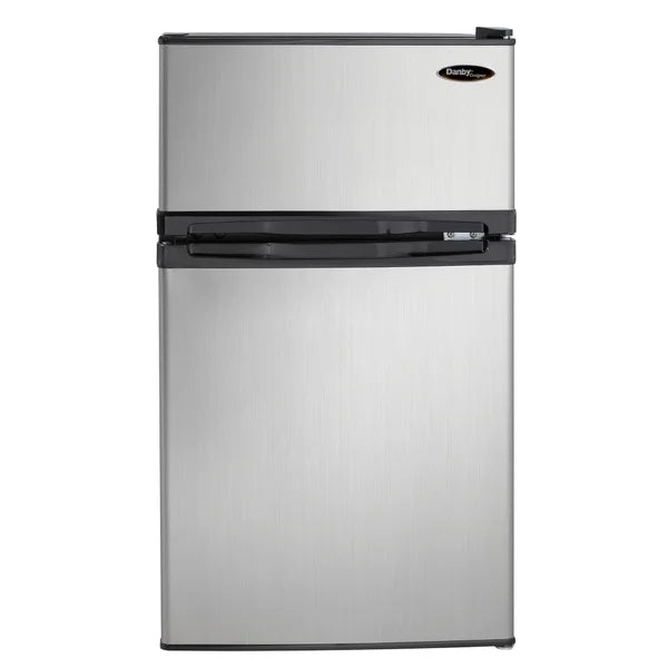 Danby Designer 3.1 cu. ft. Dual Door Compact Fridge with Freezer in Stainless-steel Look B6