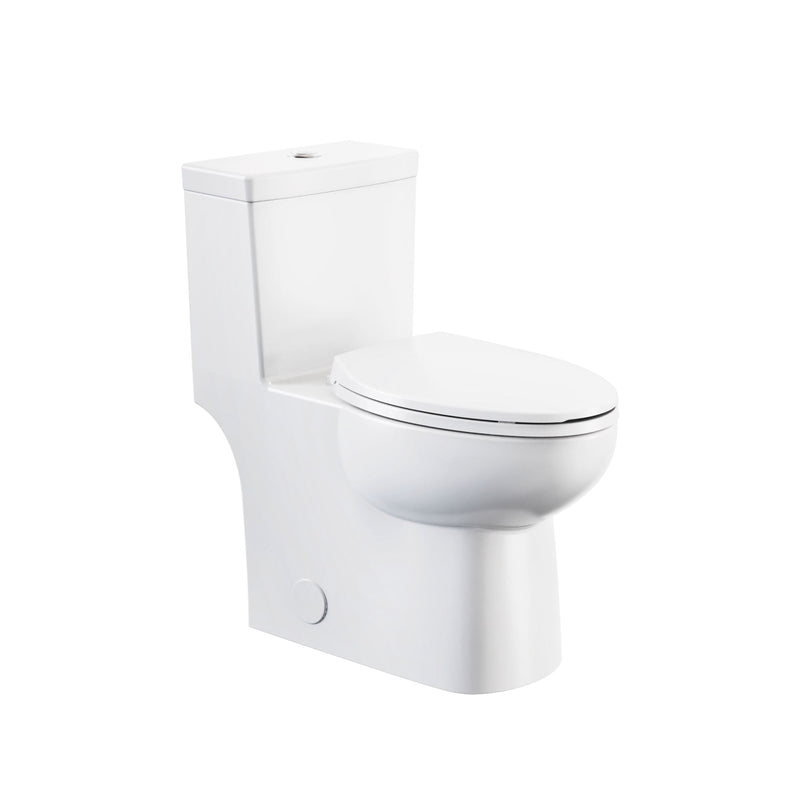 Danze 1-Piece Elongated Toilet Bowl with Soft Close, White, 3.8/4.8-L S6