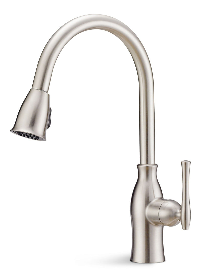 Danze Lisa Single-Handle High Arc Pull-Down Kitchen Faucet, Brushed Nickel N8
