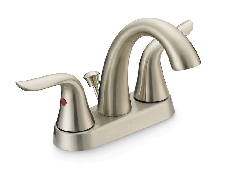 Danze Plymouth Double Handle 4-in Centreset Bathroom Sink Faucet with Pop-Up Drain, Brushed Nickel B7