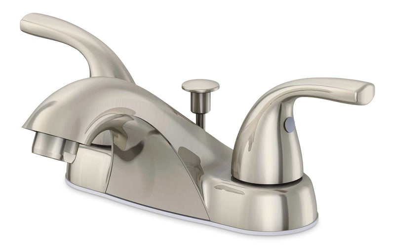 Danze Renovate Double Handle Bathroom Sink Faucet with Pop-up Drain, 4-in Centreset, Brushed Nickel P1