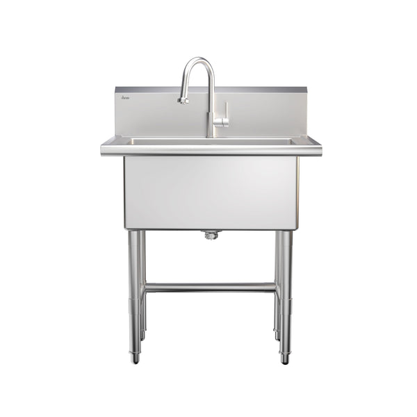 Danze Single Deep Bowl Stainless Steel Utility Sink with Pull-Down Faucet & Strainer, 30-in Q1