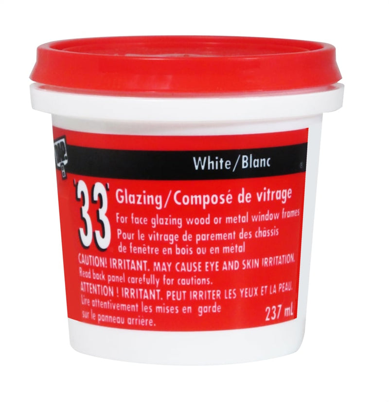DAP 33 Glazing Putty Sealant For Wood & Metal Window Frames, Crack-Proof, White, 273-mL P8
