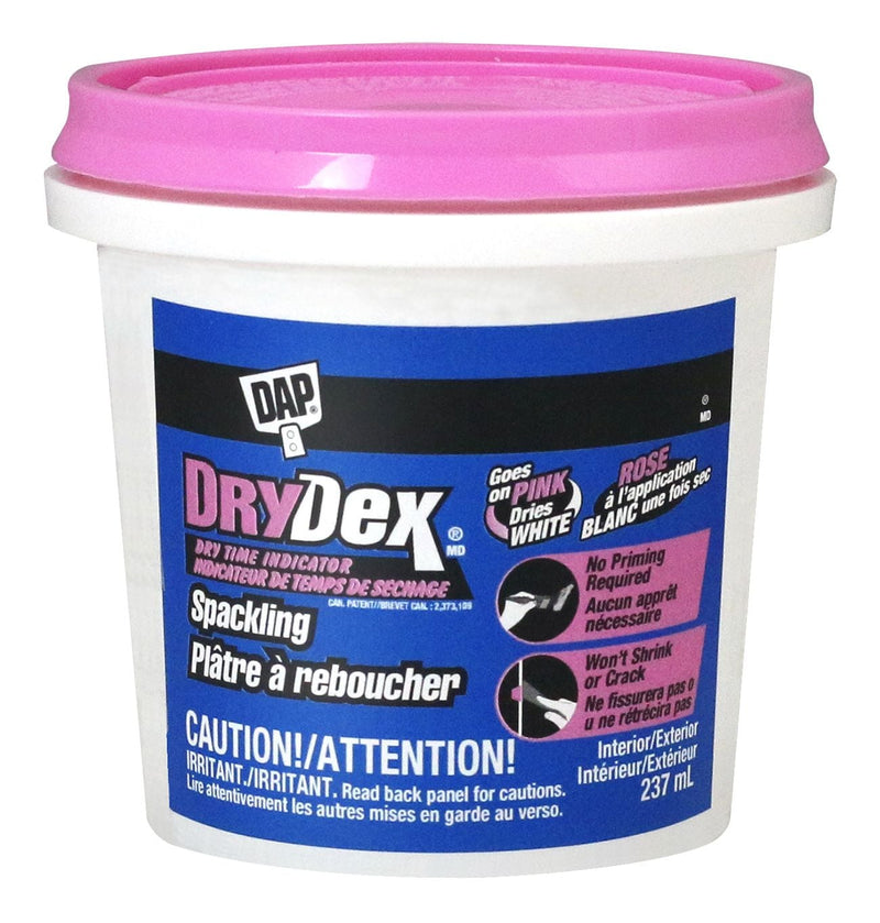 DAP DryDex Spackling, Wall Hole/Crack Repair Filler with Dry Time Indicator, 237-mL E4