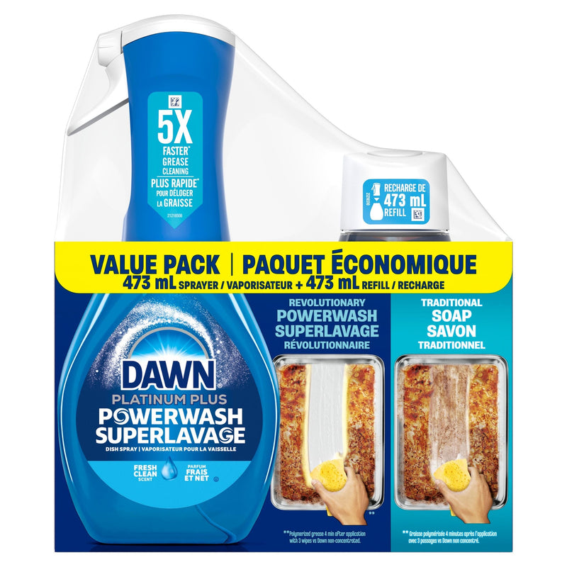 Dawn Platinum Powerwash Dish Spray, Fresh Scent Bundle, 1 Starter-Kit D3