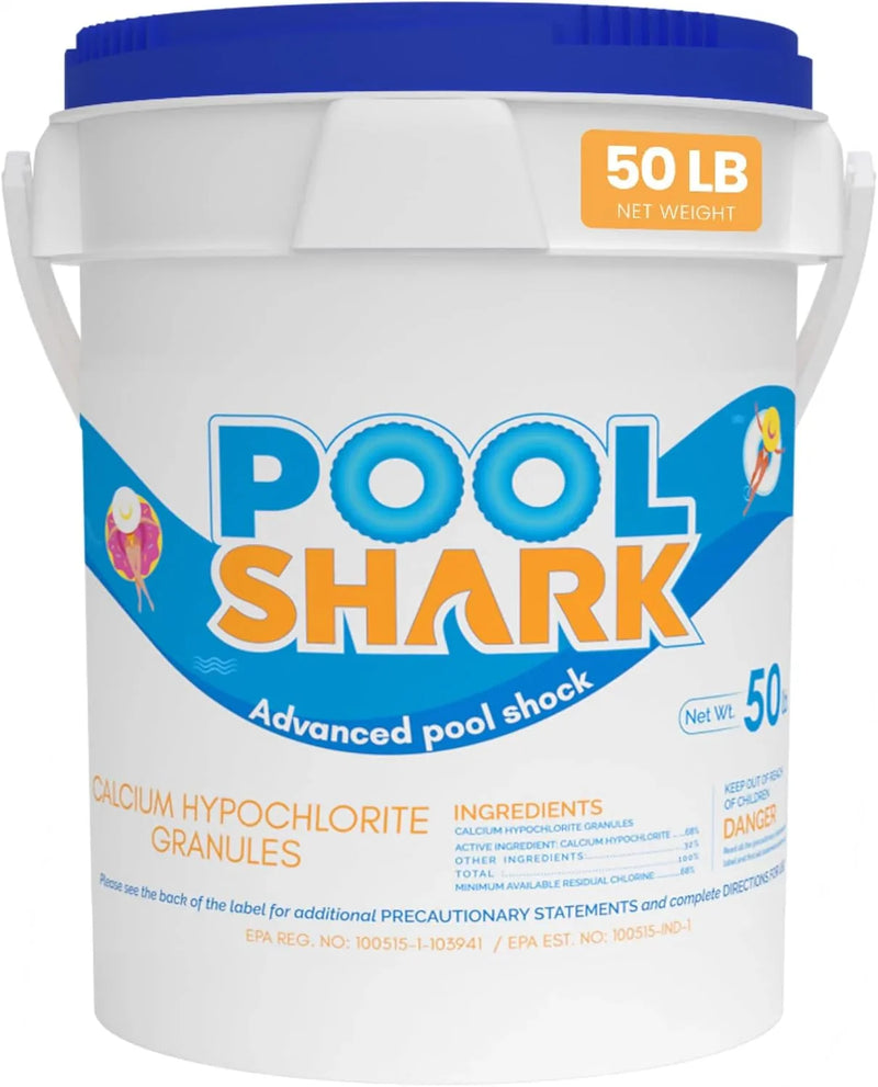 68% Calcium Hypochlorite Pool Shock for Swimming Pools - Chlorine Granules Swimming Pool Shock 50 lbs Bucket - Pool Chlorine for Inground and Above Ground Pool Treatment, Saltwater (50lbs) J6