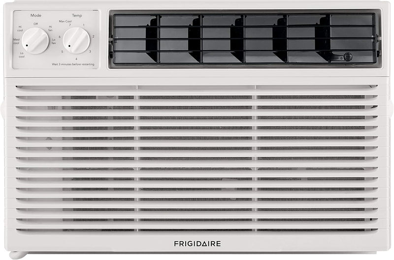 5000-watt window air conditioner, with a cooling area of 250 square feet, operates quietly, has easy and convenient temperature adjustment, 2 fan speeds, automatic restart function, and a white appearance N4