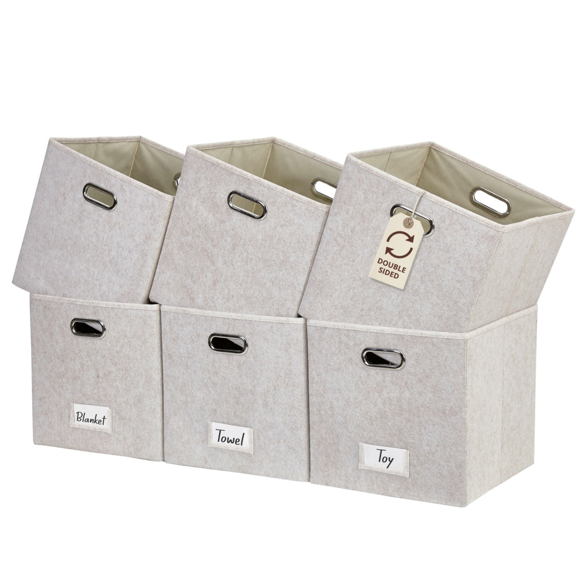 Decomomo Collapsible Felt Storage Cube, 11-in, 6-pk, Beige