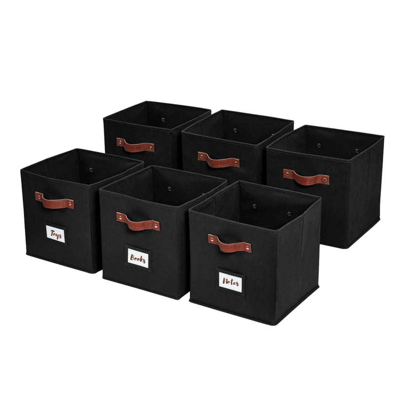 Decomomo Collapsible Storage Cube with Label, 11-in, 6-pk, Black R2