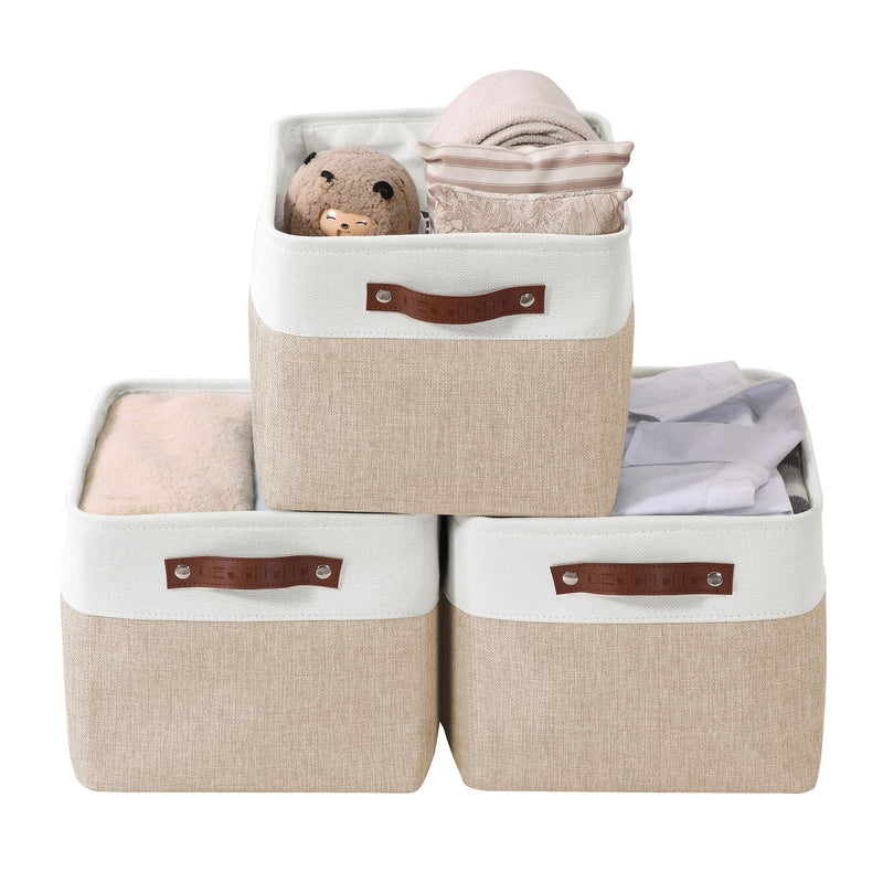 Decomomo Large Soft-Sided Foldable Storage Basket, 3-pk, Beige U8