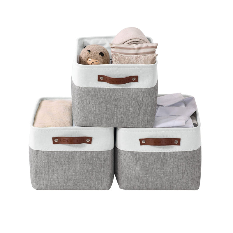 Decomomo Large Soft-Sided Foldable Storage Basket, 3-pk, White A9