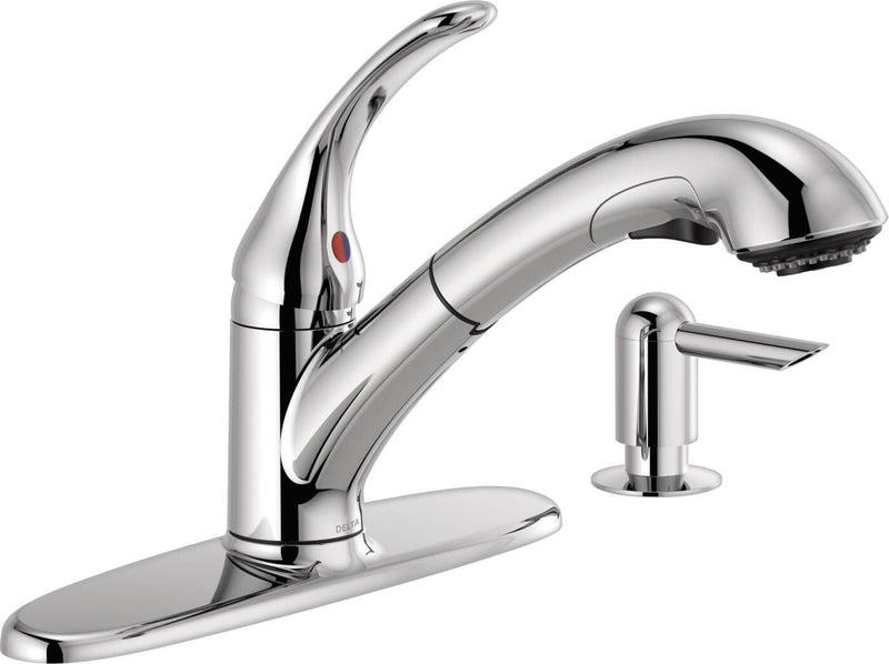 Delta Principals Single Handle Pull Out Kitchen Faucet, Chrome J8