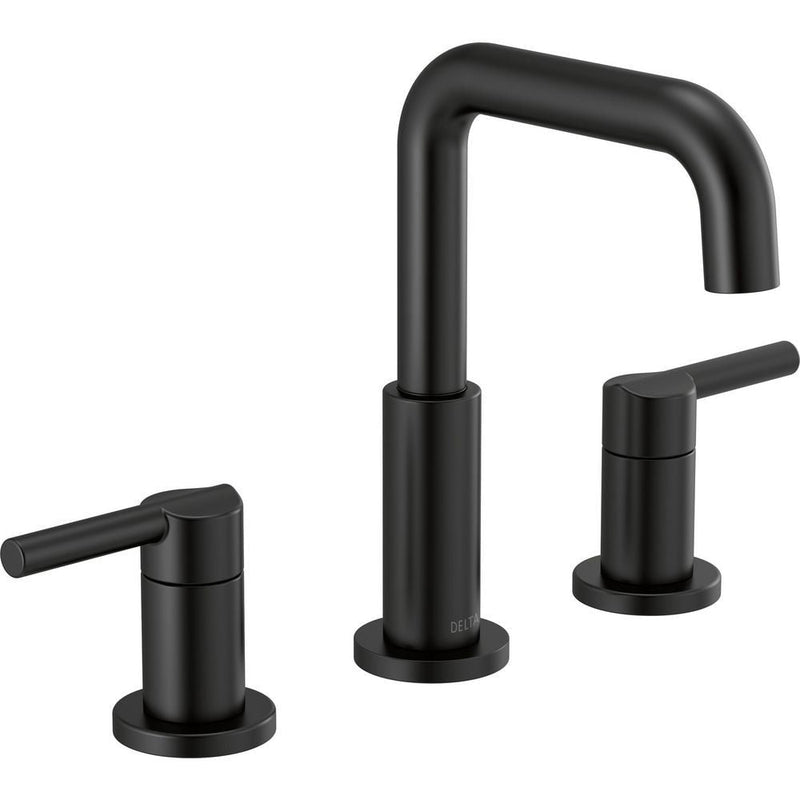 Delta Two Handle Widespread Bathroom Faucet, Matte Black Q0