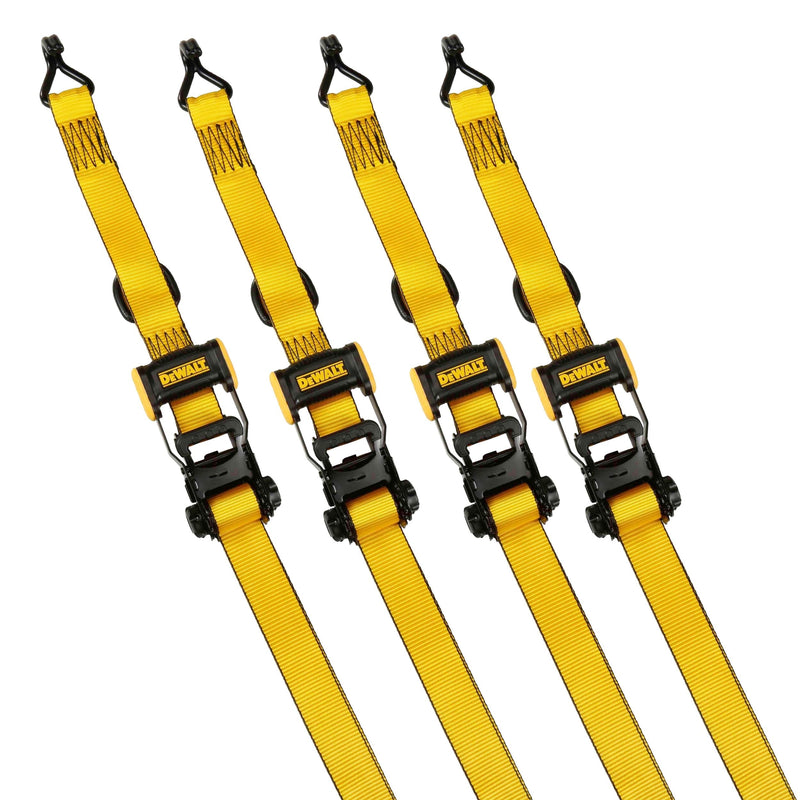 DEWALT 3,300-lb Ratchet Tie-Down Straps, Weatherproof, 1.5-in x 16-ft, 4-pk K7
