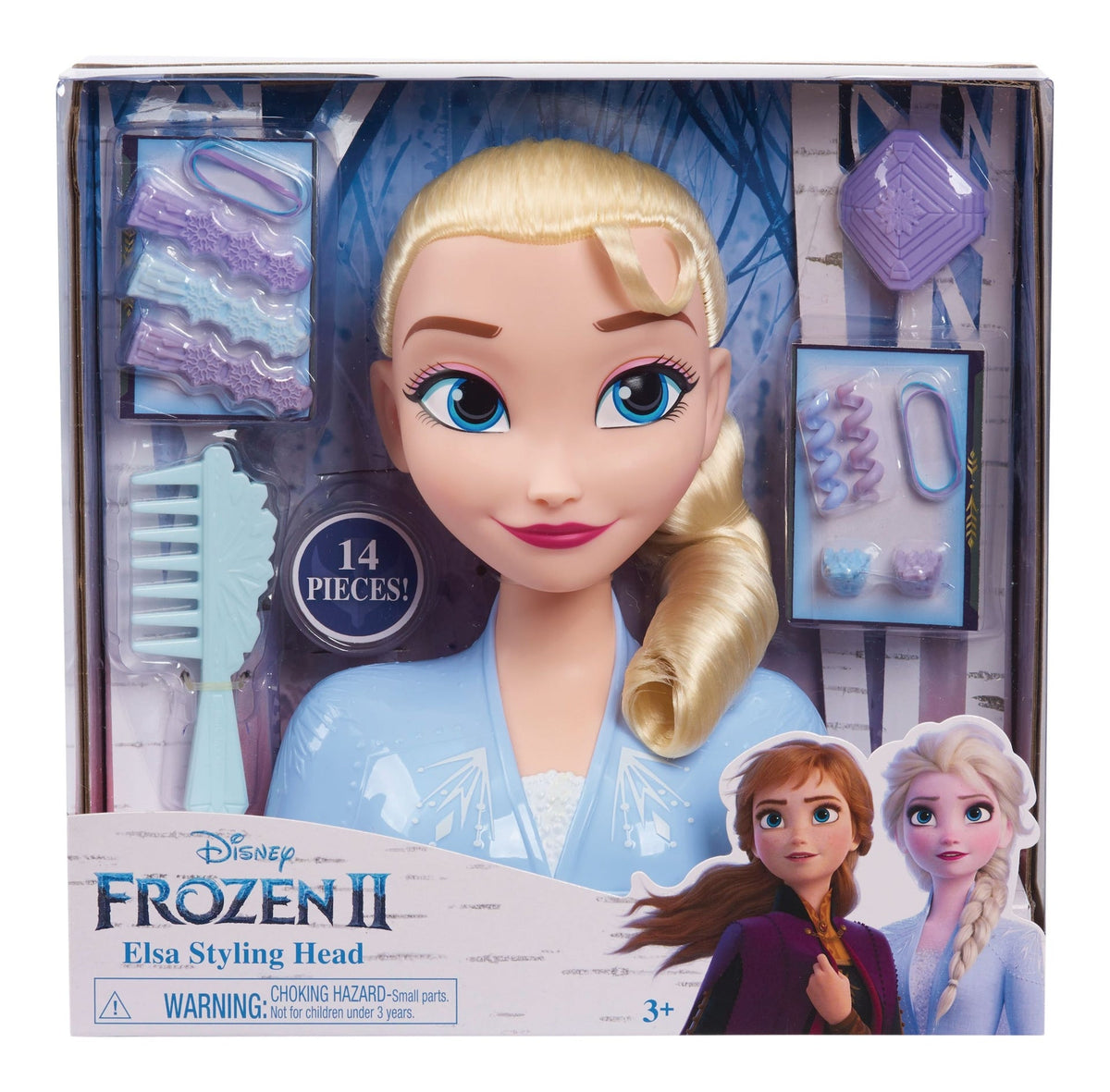 Disney Frozen Elsa Styling Head Toy with 14 Accessories for Hair Styling and Braiding, Ages 3+
