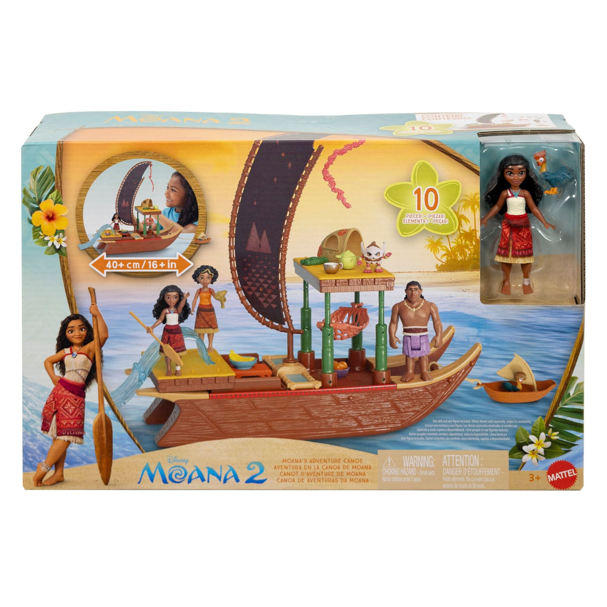 Disney Princess Moana's Adventure Canoe Transforming Toy Set for Ages 4+
