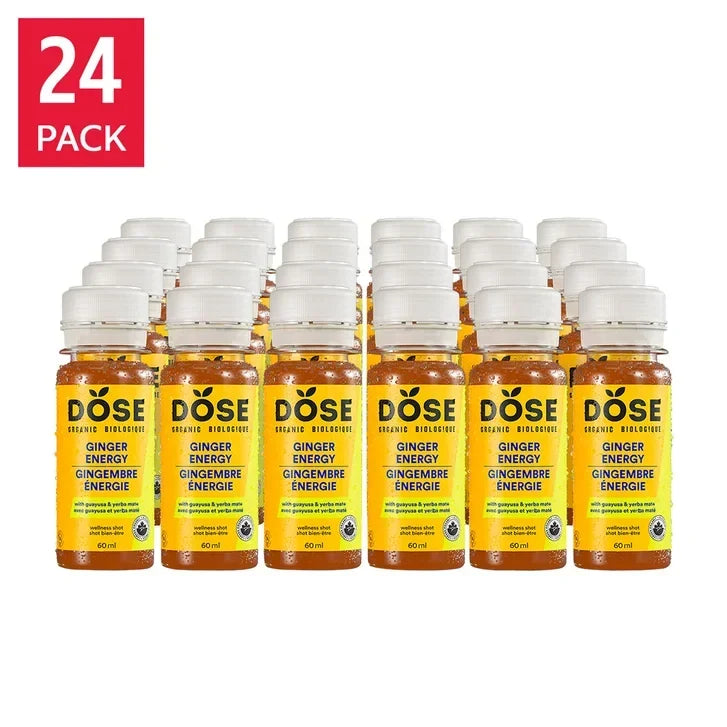 DOSE Organic Ginger Daily Booster shots, ENERGY pack, 24 x 60 mL (2 fl oz) D4