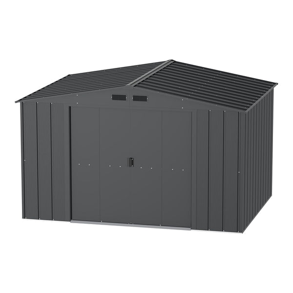 Duramax Metal Outdoor Storage Shed with Steel Frame, Dark Grey, 10-1/2-ft x 8-ft X0