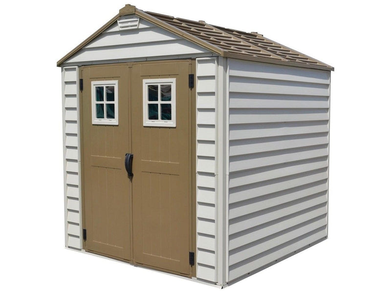 Duramax StoreMax Vinyl Garden Shed, Brown, 7-ft x 7-ft H9