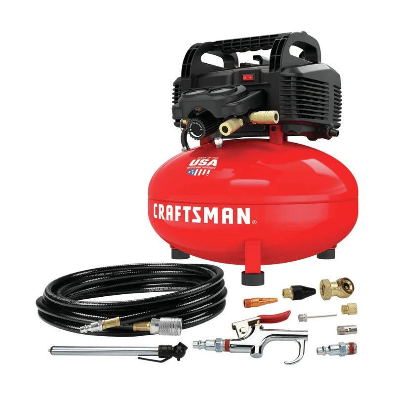 Craftsman 6 Gallon Pancake Air Compressor, Oil-Free, 150 PSI, Portable with Accessory Kit Z4