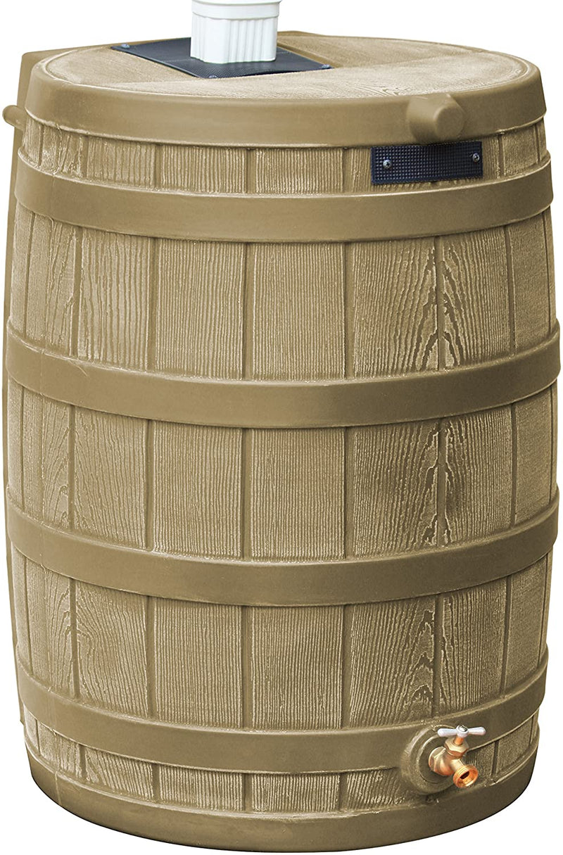 Good Ideas Rain Wizard 50 Gallon Plastic Outdoor Home Rain Barrel Water Storage Collector L9