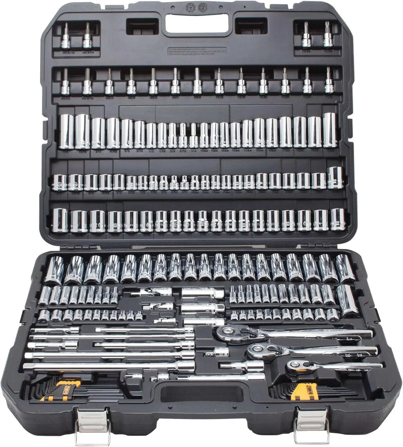 Mechanics Tool Set, SAE and Metric, 1/2, 1/4, 3/8 Drive Sizes, 192-Piece T0