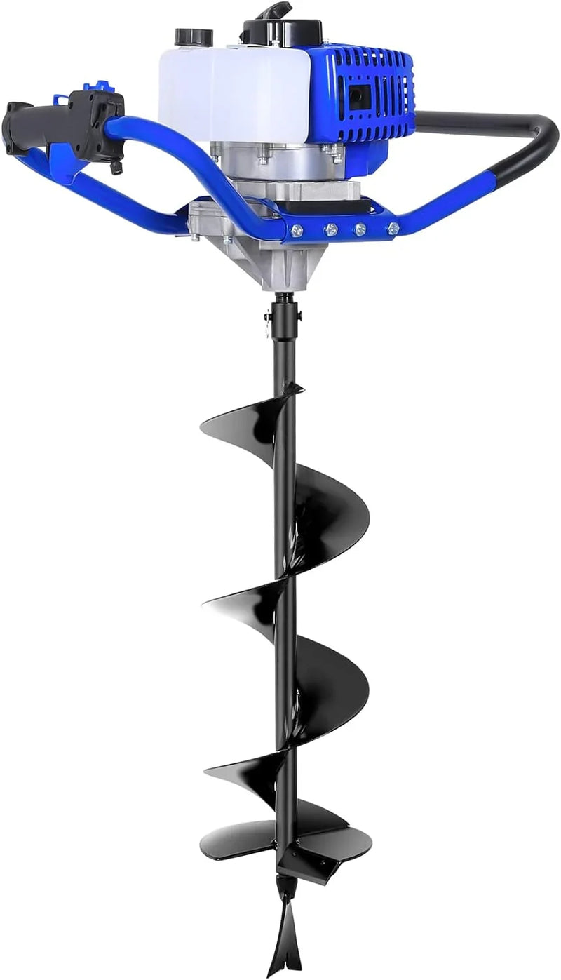 Post Hole Digger Gas Powered, 52cc 2.4 HP 2 Stroke Engine Earth Auger with 8" Drill Bit, EPA Compliant Post Hole Auger T9