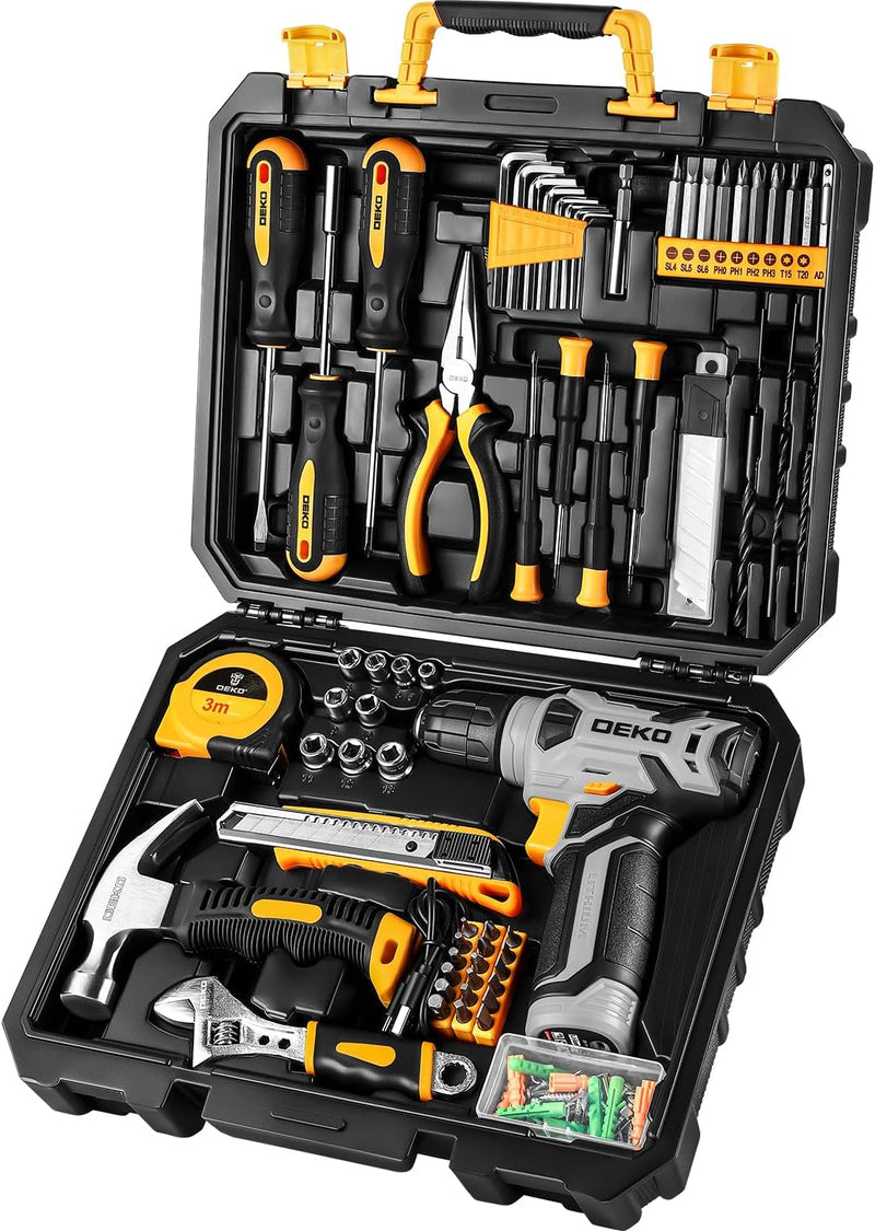 Tool Set：Tool Kit with 8V Cordless Drill,Tool Box with Drill,Hand Drill Set for Men & Women,Home Tool Kits for House Repair,Handyman,DIY 126 Piece W2