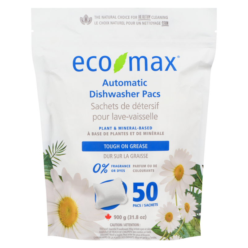 Eco-Max Plant & Mineral-Based Automatic Dishwasher Detergent Tabs, Fragrance-Free, 50-pk A6