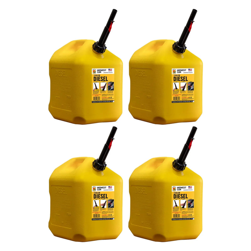 5 Gallon Diesel Can Fuel Container w/ Auto Shut Off (4 Pack) W9