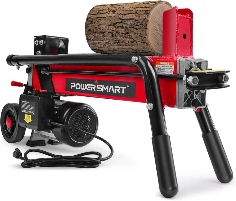 Electric Log Splitter 7-Ton - Efficient Wood Splitter with 3500 Motor Speed, 15 Amp, Horizontal Full Beam Design and Steel Wedge for Firewood & Kindling Cutting H7