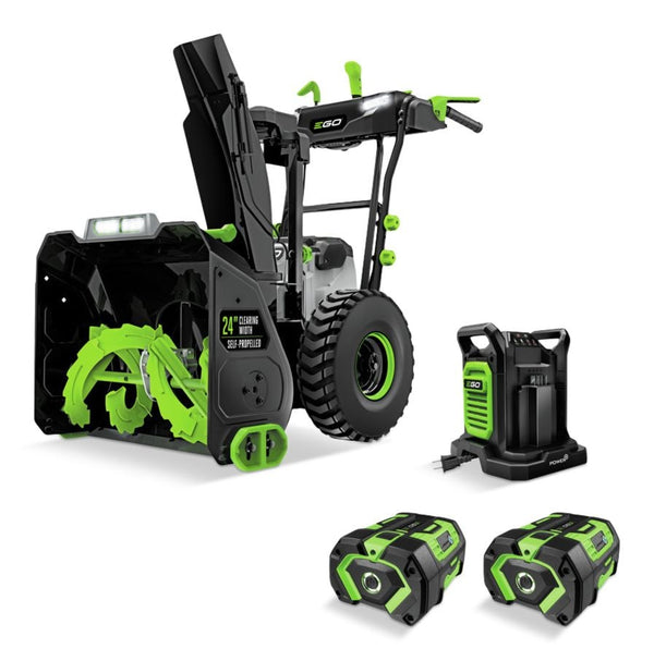 EGO POWER+ 56V Brushless Cordless 24-in Self-Propelled 2-Stage Snowblower with PEAK POWER with 2x7.5Ah Batteries & 280W Dual-Port Charger T1