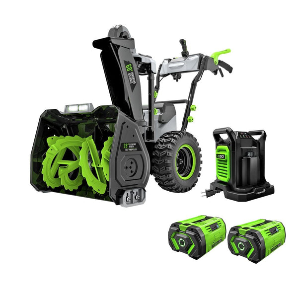 EGO POWER+ 56V Brushless Cordless 28-in Self-Propelled 2-Stage Peak Power Snowblower with (2)12.0Ah Batteries and Dual Port Charger W3