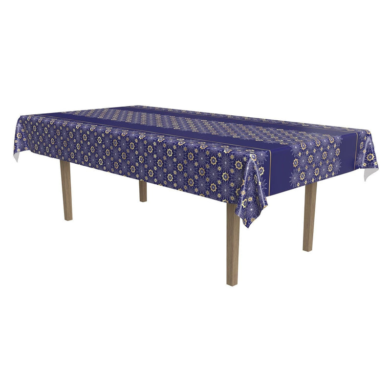 Eid Ramadan Rectangle Plastic Reusable Table Cover, Navy Blue/Gold, 54 x 108-in, for Religious Party/Eid Mubarak/Ramadan H6