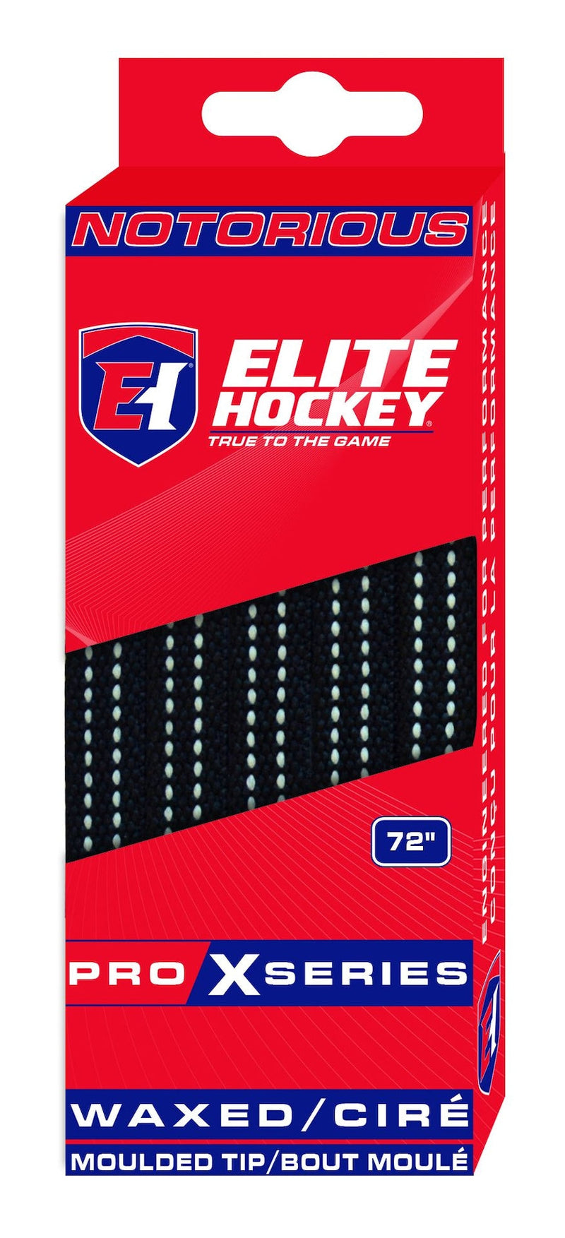 Elite Hockey Notorious Pro X Skate Laces, Waxed, Black, Assorted Sizes Q9