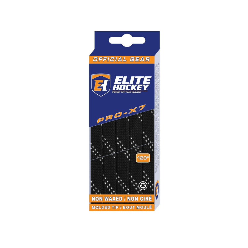 Elite Hockey Pro-X7 Skate Laces, Non-Waxed, Black, Assorted Sizes Z4