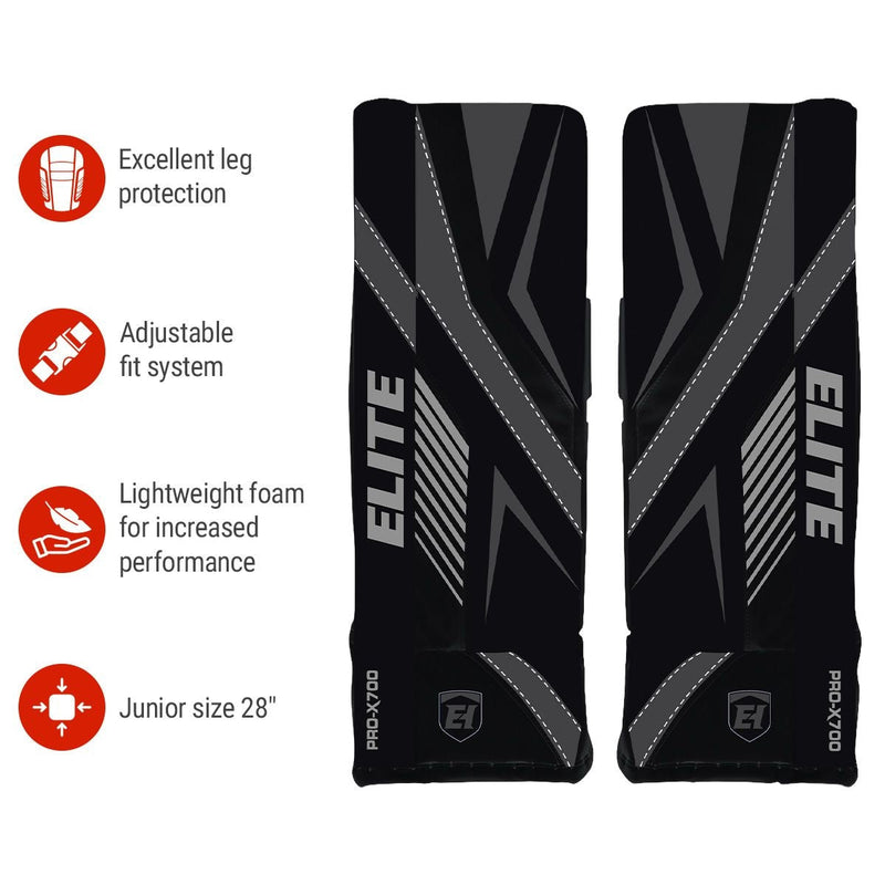 Elite Hockey Vasilevskiy PRO-X700 Street Hockey Goalie Leg Pads, Junior, 28-in K7