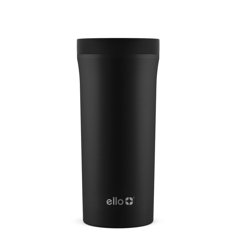 ello Arabica Vacuum Insulated Stainless Steel Travel Mug, 14-oz, Black, with Leakproof Slider Lid I4