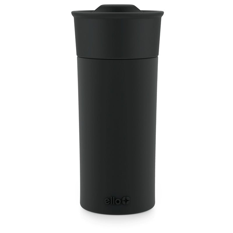 ello Ogden Ceramic Travel Mug, 16-oz, Black, with Silicone Insulated Sleeve R2