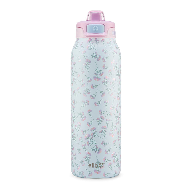 ello Pop & Fill Reusable Stainless Steel Insulated Water Bottle with Quick Fill Lid, 32-oz, Assorted Colours V4