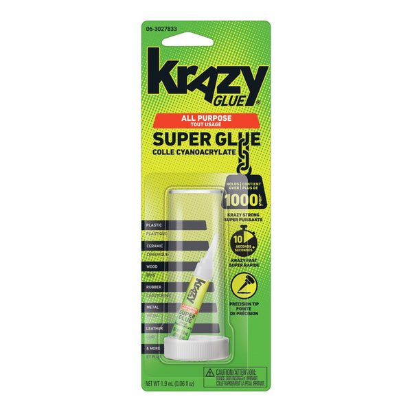 Elmer's Instant Krazy Glue All-Purpose Adhesive, Bonds Rubber/Plastic/Metal/Ceramic, Clear, 2-mL A8