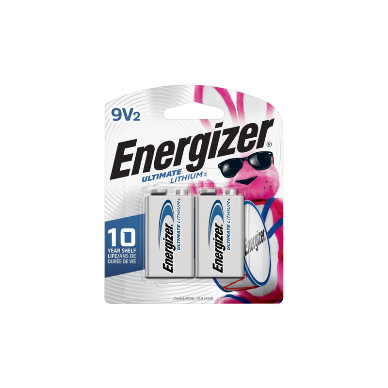 Energizer 2-pk 9V / 9 Volt Lithium Batteries, EZ Turn Lock, PowerSeal Y1