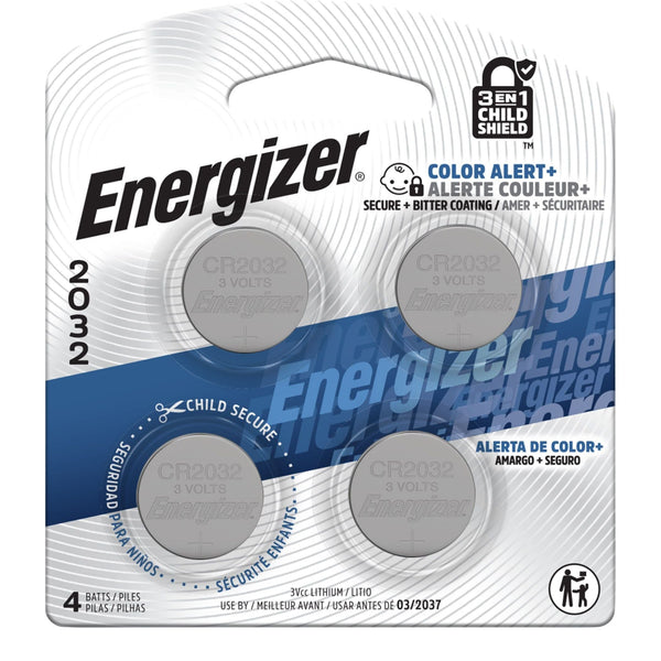 Energizer 4-pk CR2032 3V / 3 Volt Lithium Coin Cell Batteries, Long Lasting M8