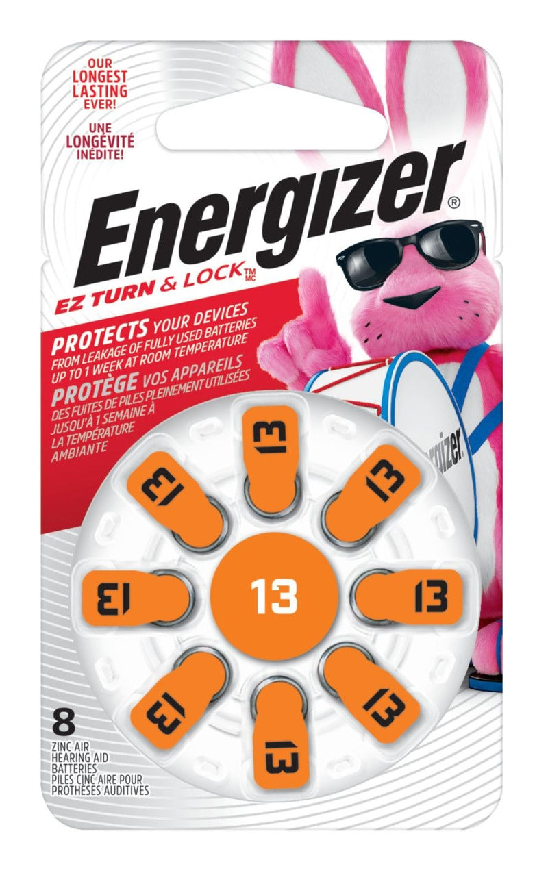 Energizer 8-pk Size AZ13 1.4V / 1.4 Volt Zinc Hearing Aid Batteries, EZ Turn Lock I6