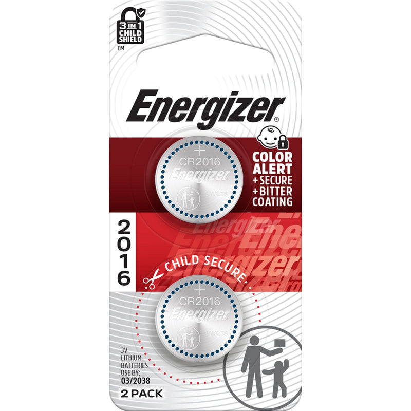 Energizer CR2016 3V / 3 Volt Lithium Coin Cell Batteries for Watches & Electronics, 2-pk V7