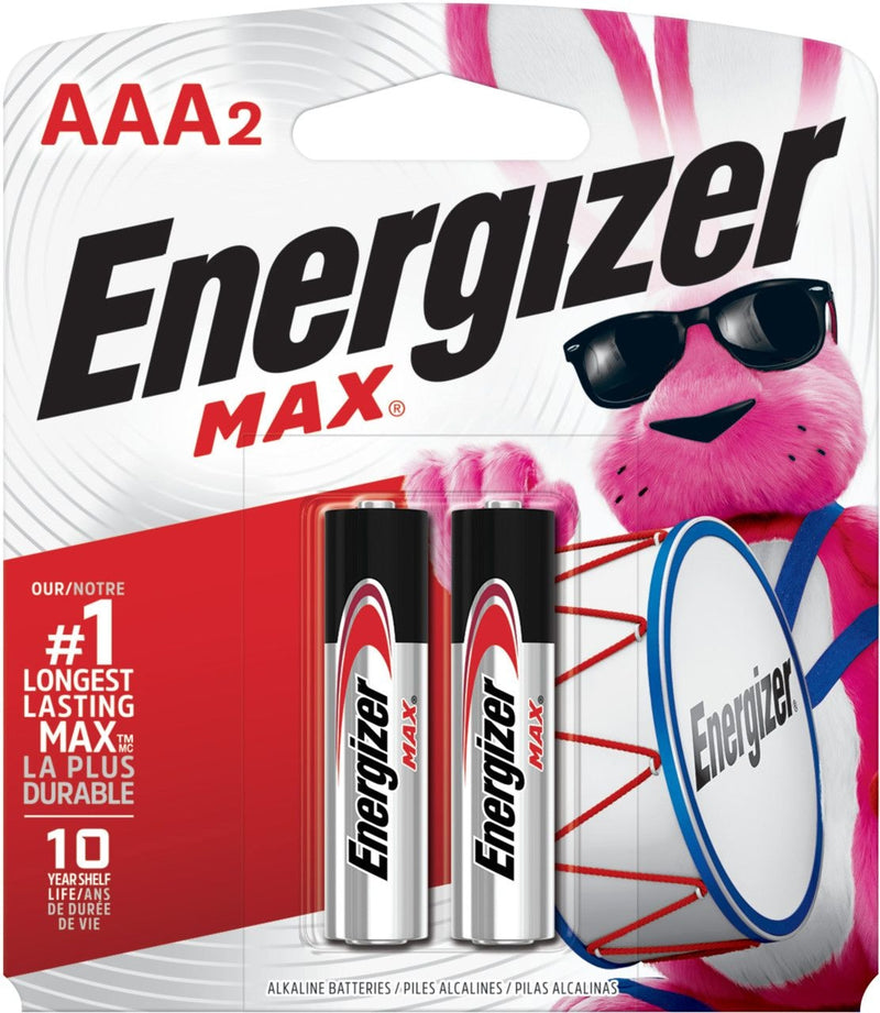 Energizer Max 2-pk AAA Alkaline Batteries, Long Lasting, All Purpose Y9