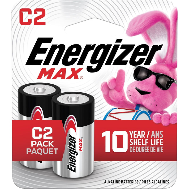 Energizer Max 2-pk C Alkaline Batteries, Long Lasting, All Purpose W1