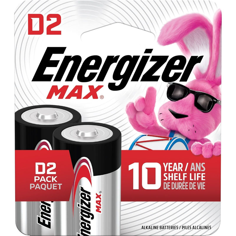 Energizer Max 2-pk D Alkaline Batteries, Long Lasting, All Purpose L6